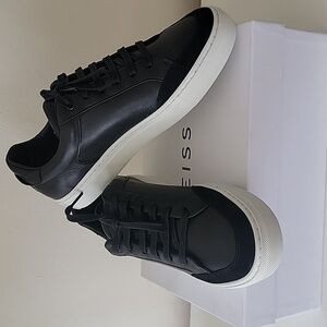 Reiss Black and White Leather Sneakers